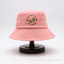 Cappello a secchio in cotone esterno rosa
